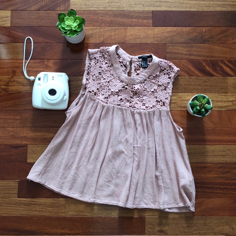 Mauve lace detailed tank